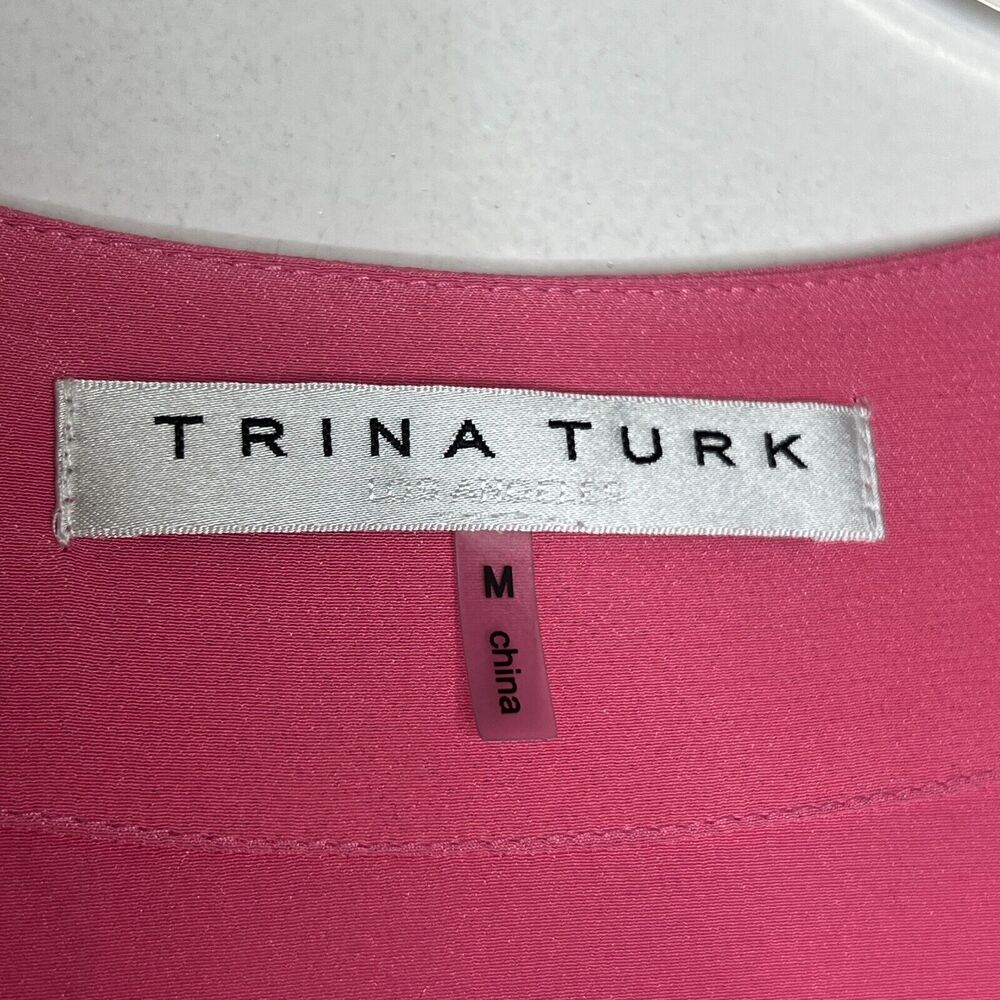 Trina Turk Women's Pink V-Neck Long Sleeve Blouse Size M - Picture 5 of 11